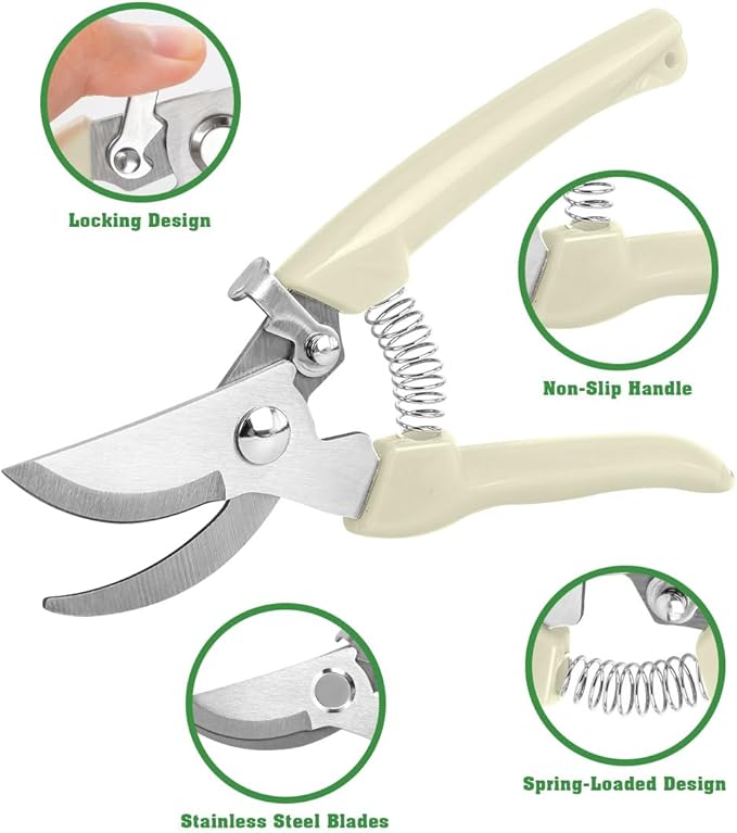 4 Pack Garden Shears, Stainless Steel Shears Gardening Tools, Scissors, Garden Clippers, Pruning Shears (White)