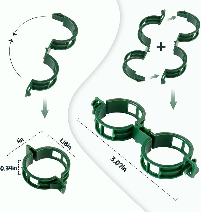 Plant Support Clips 100 PCS, Tomato Vine Clips, Tomato Trellis Plastic Clips, Garden Vine Fixing Clips - for Climbing Plants, Tomato, Grape, Vegetables and Plants Stalks