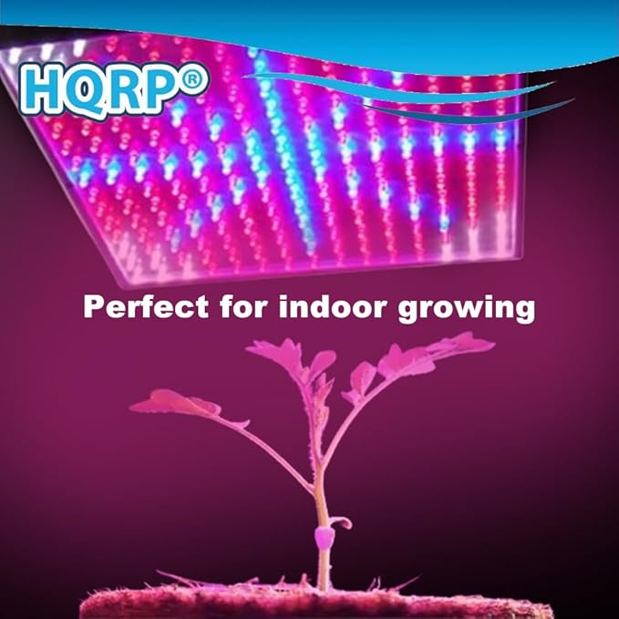 HQRP Quad Indoor Garden LED Light Panel for Growth Stimulate Blue + Red + Orange + White 460/630/610 nm 225 LED 14W 12V