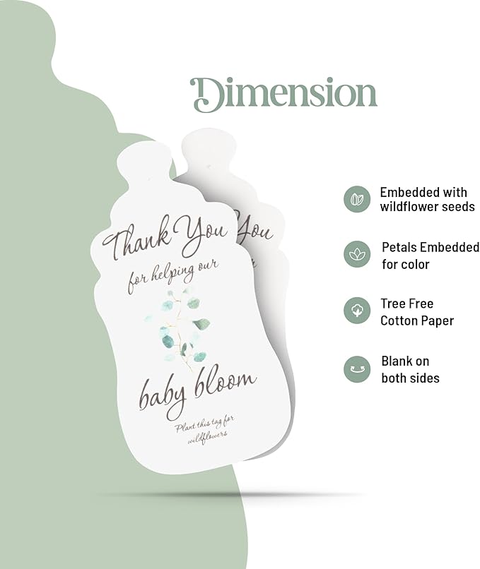 Seed Bloom Bottle Shaped Seed Paper – 15Pcs Green Shower Favors for Guests with Wildflower Seeds, Writable & Plantable, Shower Favor Gifts for Guest