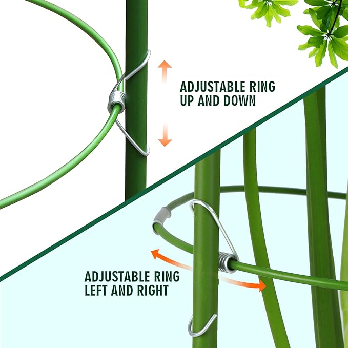 LEOBRO 4 PCS Metal Plant Cages, Tomato Cages, Metal Garden Plant Supports, Plant Trellis, Plant Stakes for Tomato, Climbing Plant, Flower, Seedlings, 17.7" High, 7.1"/7.87"/8.66" Inner Diameter