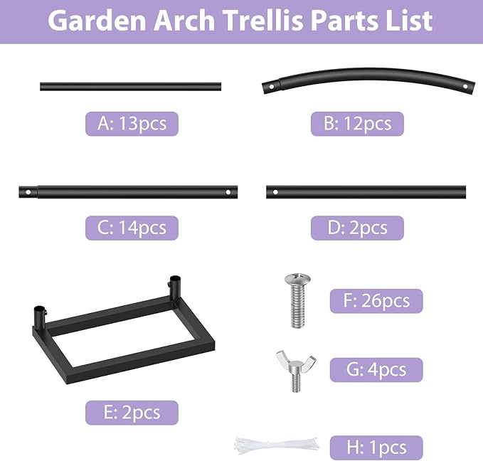 Sunexinlo Garden Arch Trellis with Base, 5.3'W x 7.6'H or 7.9'W x 6.3'H Wedding Arch, Metal Garden Trellis for Climbing Plants Outdoor Wedding Christmas Bridal Party Decoration, Black