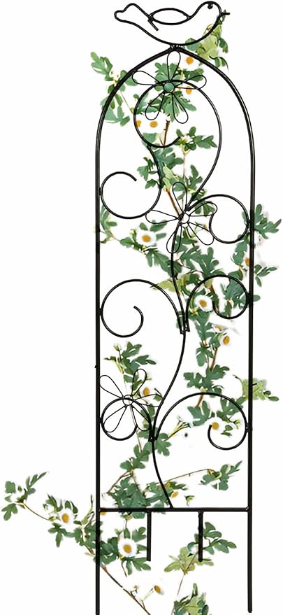 Hosley Set of 2 Iron Wave Pot Trellis 28 Inch H Ideal Gift for Floral Arrangements Wedding Party and Use Next to Structures Home or Office or in Planters for Growing Floral Plants Vines and Vegetables