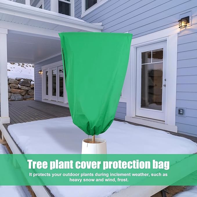 Plant Covers Freeze Protection, 4 Pack Frost Covers with Zipper Drawstring (31.5" x 47.3") Plant Protection Cover Bags for Outdoor Winter Frost Cold (Green) (47" W x 70" H(4 PCS), Green)