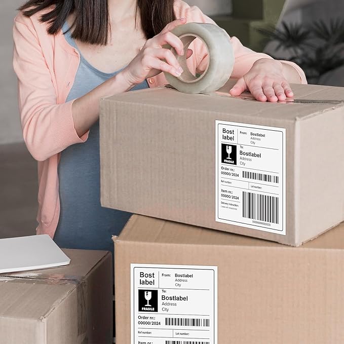 Bostlabel 8.5"x5.5" Half Sheet Shipping Labels for Laser & Inkjet Printers, 500 Sheets 1000 Pcs Half Page Labels, Self Adhesive Mailing Address Stickers