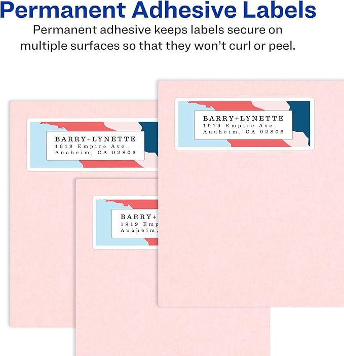 Avery Printable Address Labels with Sure Feed, 1" x 2-5/8", Glossy Clear, 300 Blank Mailing Labels for Laser and Inkjet Printers (6521)