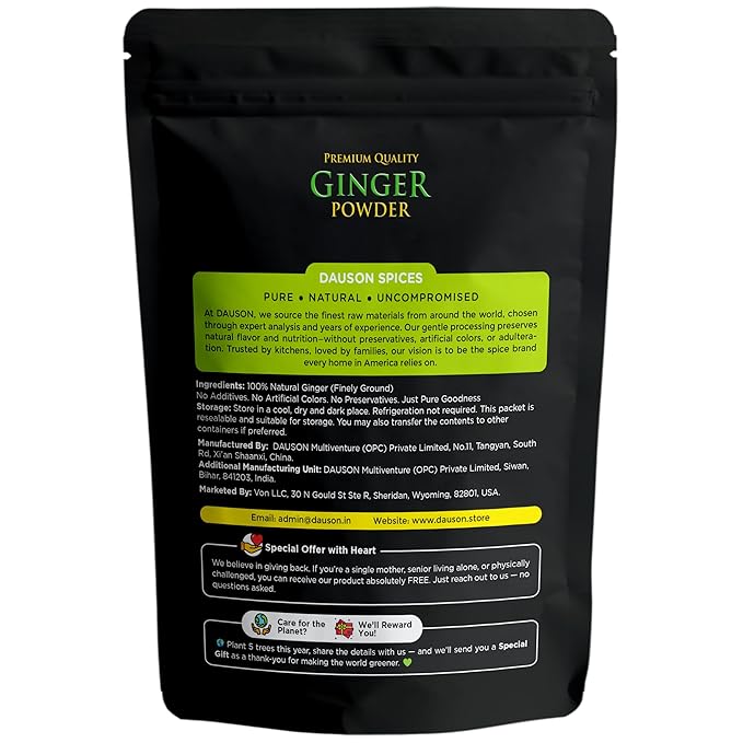 Ginger Powder – 100% Pure & Natural | 1.76 Oz Finely Ground Ginger Root | No Additives or Fillers | Aromatic, Earthy Flavor for Cooking | 25g Sample Available | Kitchen Essential for Global Cuisine