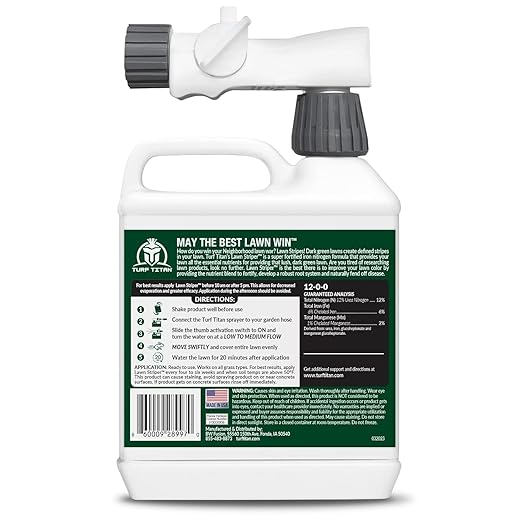 Turf Titan Lawn Striper Hose End – Iron & Nitrogen Fertilizer to Promote Dark-Green, Stripe-Defined Turfs – Kids & Pet Safe, Natural Lawn Fertilizer – Covers up to 8,000 Sq Ft