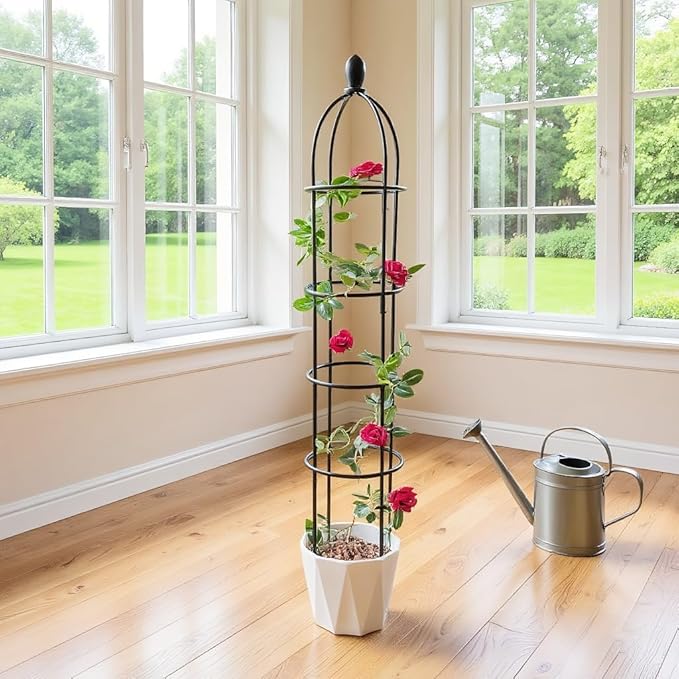 4-Tier Garden Obelisk Trellis for Climbing Plants, 57 Inches Tall Plastic Plant Tower Support for Outdoor Flowers and Vegetables