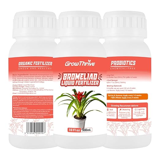 Bromeliad Liquid Fertilizer – 10 oz Organic Plant Food for Bromeliads, Air Plants & Tillandsia | Natural Probiotic Formula, Enhances Leaf Growth, Root Strength & Flower Color
