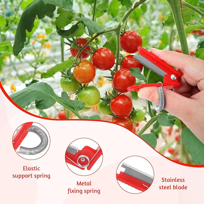 16 Pcs Thumb Knife for Gardeners,Multifunctional Gardening Thumb Knife Tool Set,Portable Garden Finger Cutter for Plant Vegetable Fruit Picking,Trimming,Harvesting, Red