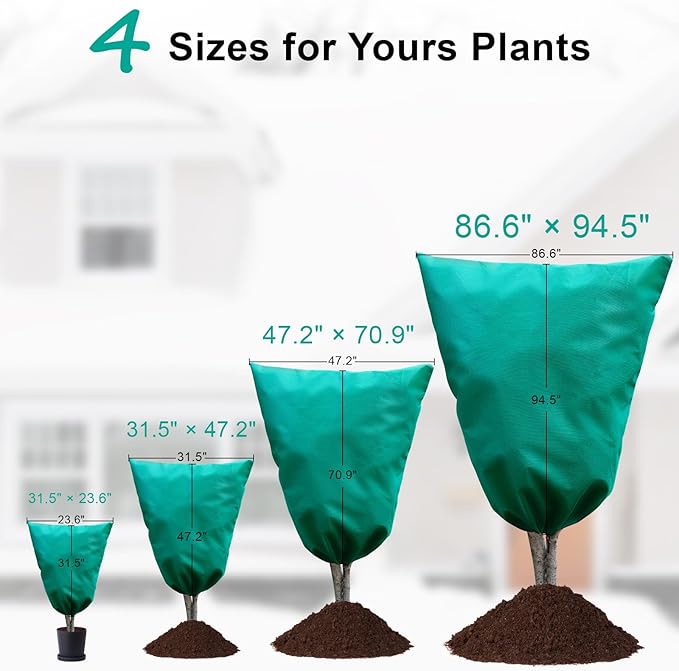 Insoma 2.2 oz/yd² Extra Large Plant Cover Freeze Protection 86.6" W X 97.5" H, Outdoor Plants Frost Protection Covers with Zipper & Drawstring, Frost Blankets for Tree in Winter