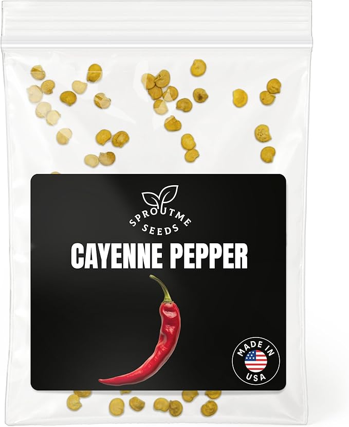 Fall & Winter Cayenne Pepper Seeds for Indoor Planting – 50 Non-GMO Heirloom USA-Grown Hot 30,000–50,000 SHU Seeds with High Germination (Capsicum annuum)