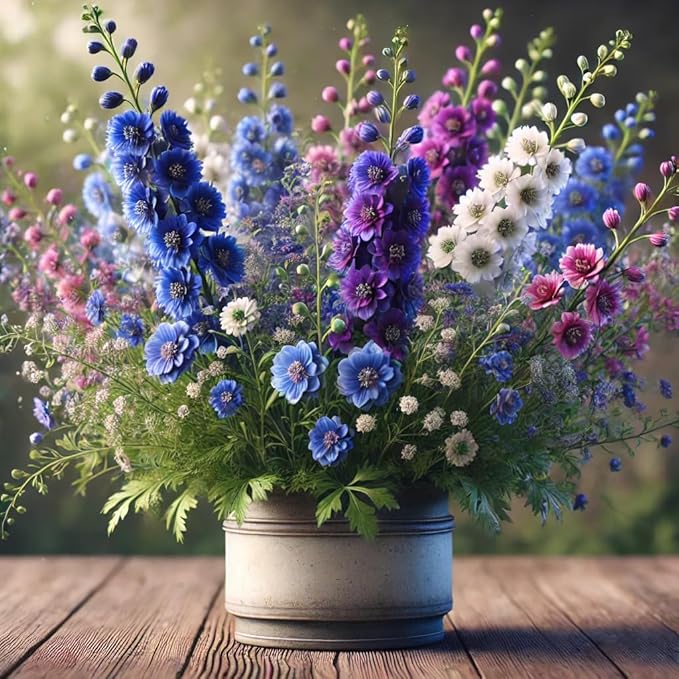 Delphinium Dwarf Mix Seeds – Delphinium Elatum | Perennial | Compact, Colorful Blooms for Borders & Containers