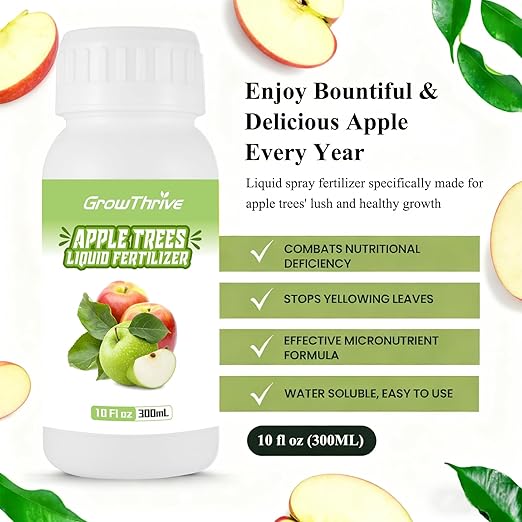 10oz Organic Apple Tree Fertilizer - Microbial Probiotic Liquid Plant Food for Indoor & Outdoor Fruit Trees, Root Booster & Leaf Revivifier, 1:400 Concentrated