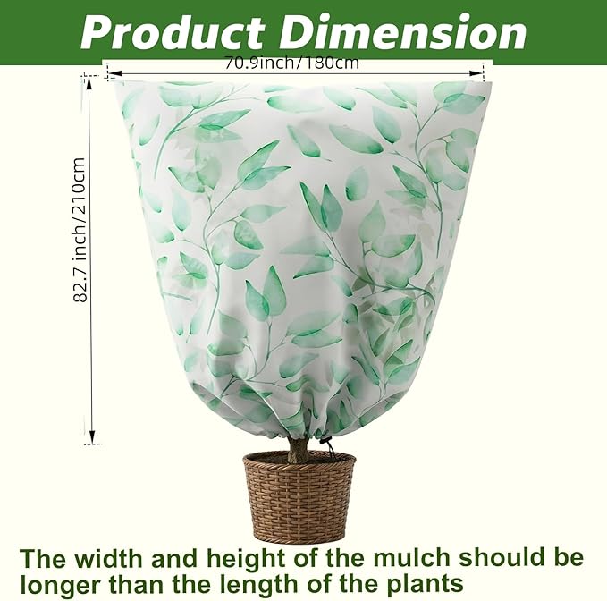 2 Pack Plant Covers Freeze Protection Winter Frost Covers with Zipper Drawstring Reusable Frost Cloth for Outdoor Winter Weather Shrubs Trees Jacket (70.9" X 82.7")