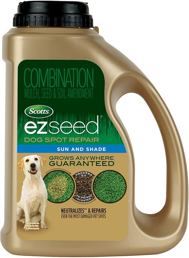 Scotts EZ Seed Dog Spot Repair Sun and Shade, Combination Mulch, Grass Seed Mix and Soil Amendment to Neutralize and Repair Pet Spots, 2 lbs.