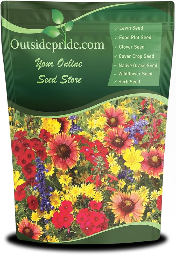 Outsidepride Texas & Oklahoma Wildflower Seed Mix - 1 lb. Drought-Tolerant, Blend of Annual & Perennial Flower Seeds for Vibrant, Pollinator-Friendly Gardens, Thrives in Full Sun & Well-Drained Soil