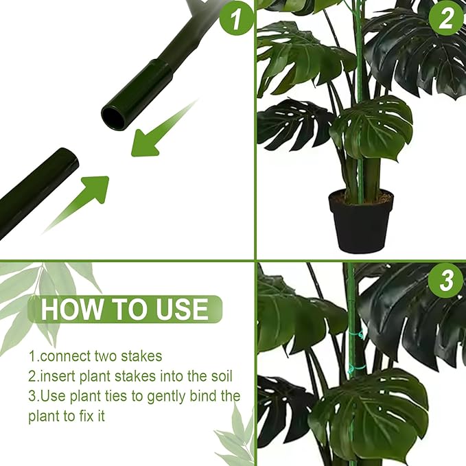 Plant Support Stakes for Indoor Plants,Trellis for House Potted Plants Flower,Monstera Support Sticks with Orchid Clips,Twist Ties(2 Pack Brown)