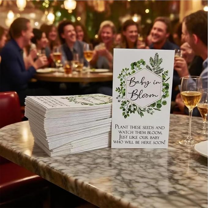 100Pcs Baby in Bloom Seed Packet, Wildflower Baby Shower Self Adhesive Envelopes,Small Paper Coin Envelopes Items Stamps Storage Packets for Flower Vegetable Seeds Garden Wedding Gift (Green*100PCS)