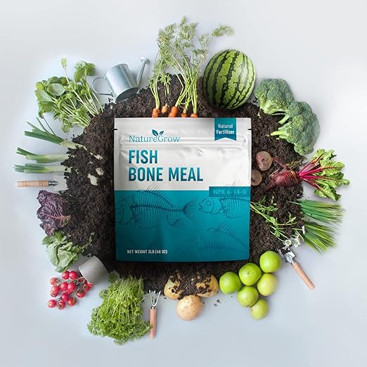 Fish Bone Meal Fertilizer-6-14-0 Natural Plant Food Source of Nitrogen and Phosphorus for Organic Gardening (12LB)