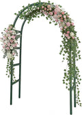RUBFAC 7.8ft Metal Garden Arch Trellis for Climbing Plants Outdoor, Garden Arbors and Arches, Halloween Archway for Pumpkin Balloon Rose Vines Wedding Christmas Birthday Party Decorations, Army Green