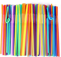 400Pcs 10.23 Inch Flexible Drinking Straws,0.24 Inch Diameter Colorful Long Disposable Plastic Straws for Birthyday Festive Parties