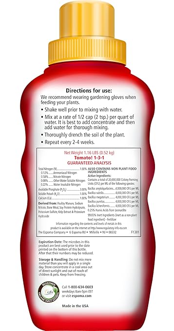 Espoma Organic 16 Ounce Concentrated Tomato! Plant Food - Plant Fertilizer for All Types of Tomatoes and Other Vegetables. for Organic Gardening. Pack of 1