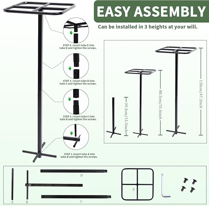 2-Pack Metal Dragon Fruit Trellis Support Set, 12" x 48" Outdoor Garden Plant Cage for Climbing Vines, Includes Stretch Plant Ties, Heavy-Duty Weather-Resistant Trellis for Tomatoes, Roses, Jasmine