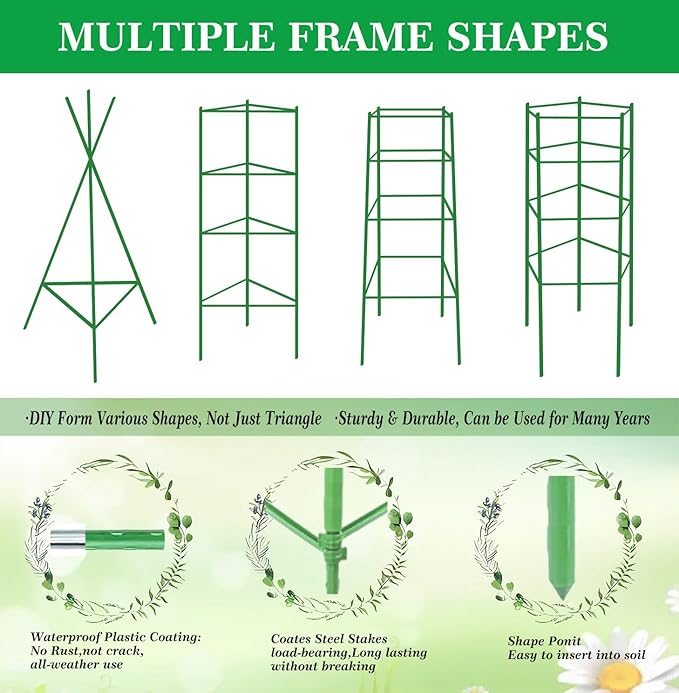 Moirsunt 6 Packs Tomato Cages Plant Cages Deformable Up to 48inch Garden Tomato Stakes Vegetable Trellis, Plant Supports Tomato Trellis for Vertical Climbing Plants Flowers Fruits