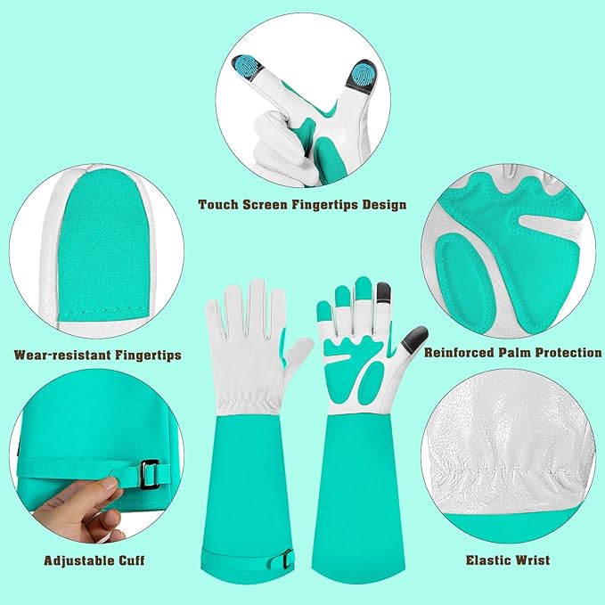Long-Gardening-Gloves for Women/Men - Thorn Proof Rose Pruning Gloves Heavy Duty Gauntlet, Best Garden Gifts for Gardener-M