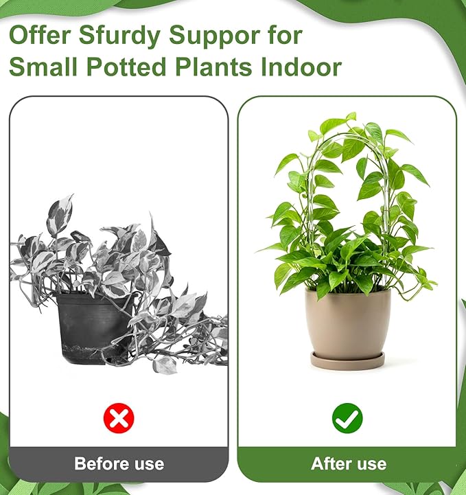 2 Pack Plant Trellis Indoor, 15 inch Small U Acrylic Plant Trellis U-Shaped Plants Vine Support Trelli for Climbing Plants Indoor