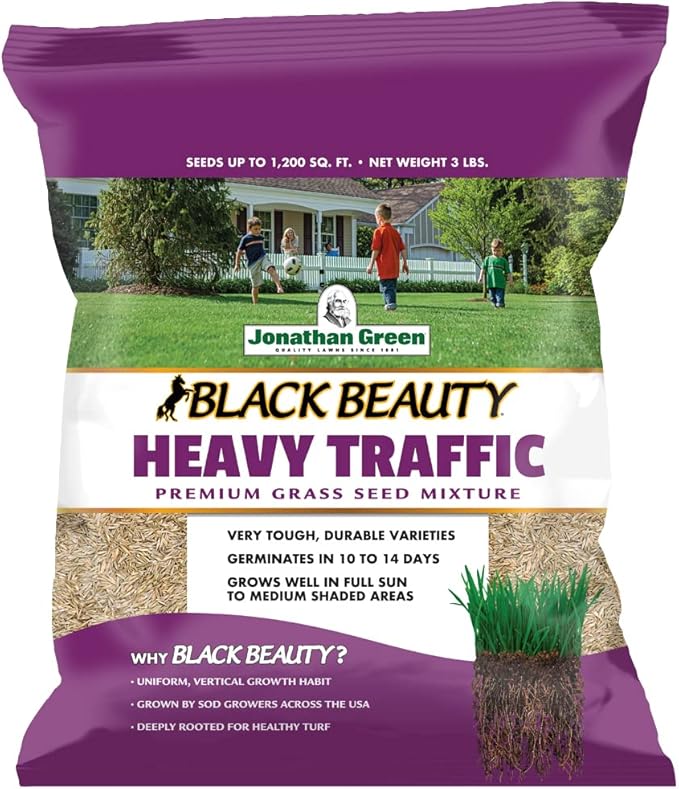 Jonathan Green (10970) Black Beauty Heavy Traffic Grass Seed - Cool Season Lawn Seed (3 lb)
