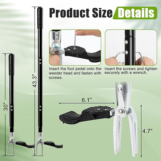 Stand Up Weed Puller Tool, 4-Claw Steel Head Heavy Duty Weeder, Adjustable Long Handle Garden Weeding Tool for Effortless Weed Removal Without Bending Kneeling Pulling