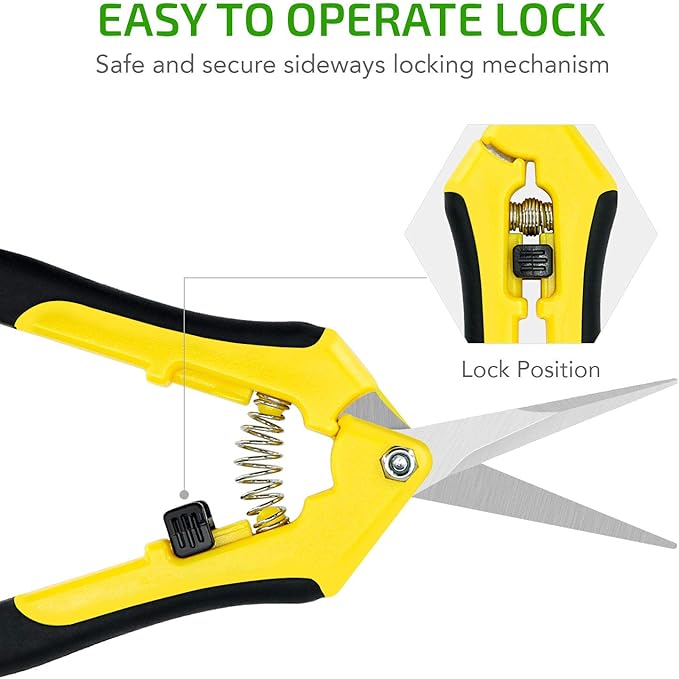 iPower 6.5 inch Pruning Shears for Gardening Trimming Scissors, Hand Pruner, Stainless Steel, Yellow