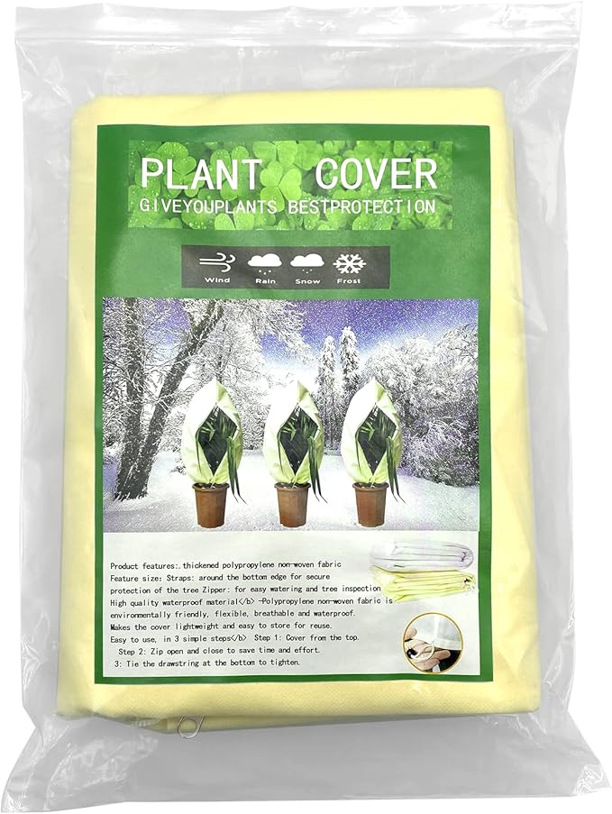 SKARUMMER Winter Plant Covers Freeze Protection 47.2 x 70.8 Inch Garden Frost Tree Blanket Shrub Covers with Drawstring & Zipper for Cold Weather Frost Protection Sun Protection (2 Pack)