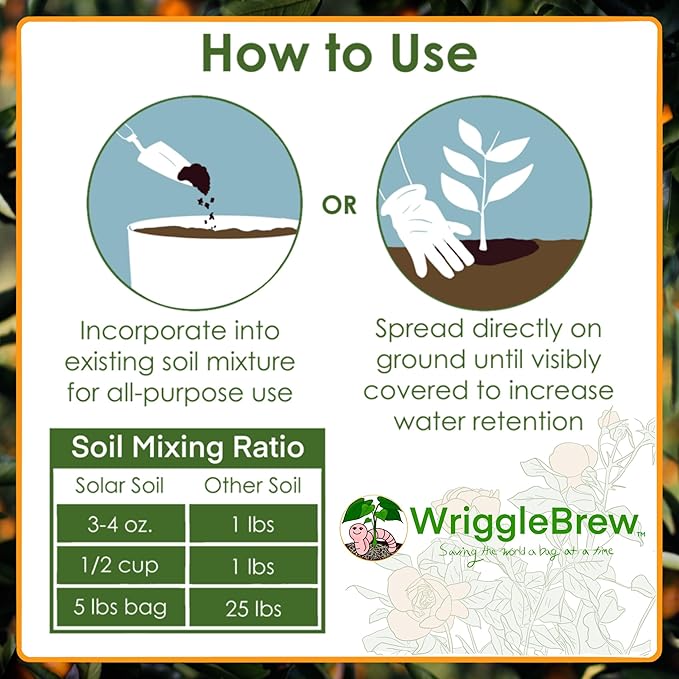 Solar Soil Vermicompost Soil Amendment from Earthworm Castings. All Purpose Plant Food and Dirt Enhancer for Gardens, Vegetables, Fruits, Houseplants. Mix with Potting Soil. (1.5lbs)