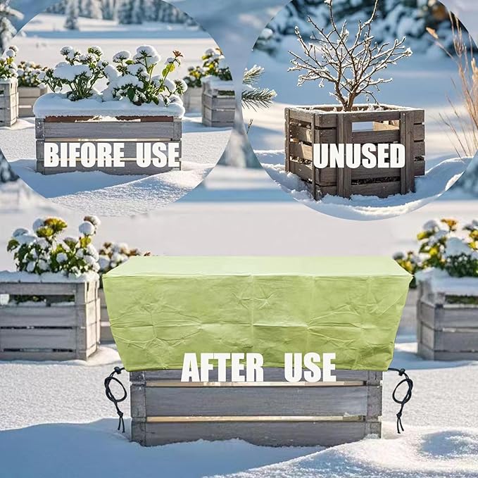 EJW Planter Cover, Plant Covers Freeze Protection,4 Pack 39.3"*17.7"*15.7" Planter Covers for Winter, Frost Cloths for Outdoor Plants, Raised Bed Covers for Winter.
