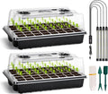 Seed Starter Tray Kit with Grow Lights, 2 Pack 80 Cells Seed Trays with Humidity Dome, Mini Greenhouse for Seeds Growing Starting Sprouting Germination