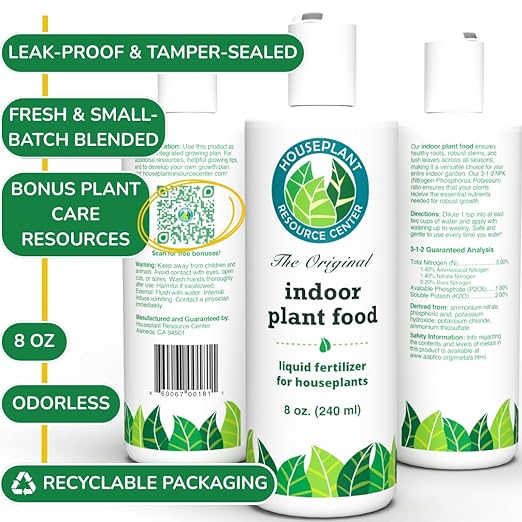 Indoor Plant Food by Houseplant Resource Center - Organic Liquid Fertilizer for Pothos, Peace Lily, Monstera, Cactus and More - 8 oz