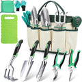 10 Piece Heavy-Duty Gardening Tools Set with Soil Moisture Meter - Rust-Proof Aluminum Gardening Hand Tools with Ergonomic Non-Slip Rubber Grips - Gardening Supplies Ideal Gift for Men & Women