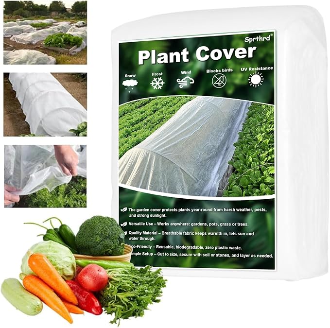 Plant Covers Freeze Protection 6.5 x 16.4 FT 1.2oz/yd² Frost Blankets for Outdoor Plants, Winter Tree Protection Cloth, Garden Frost & Heat Shield Floating Row Cover