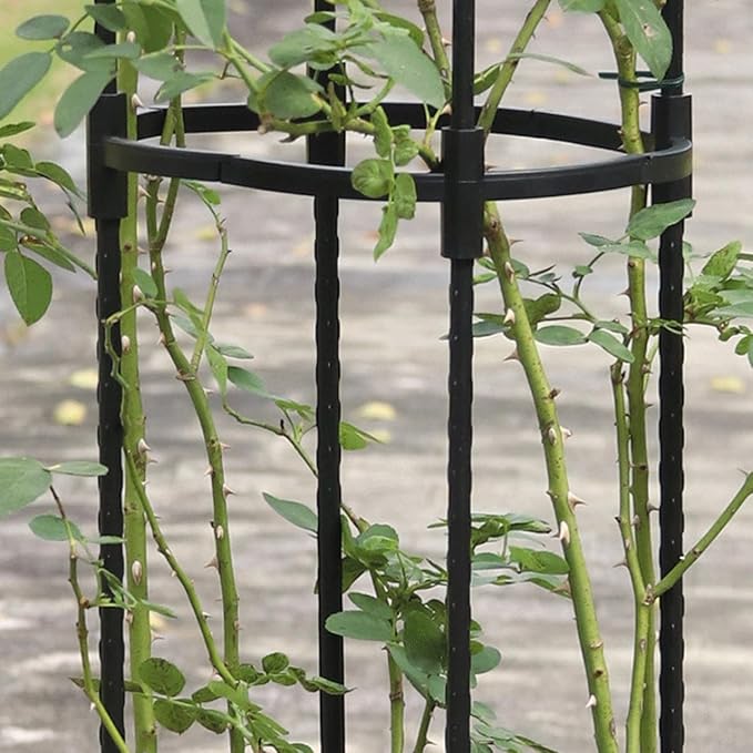 Outdoor Metal Climbing Plant Support Trellis with Secure Ground Cap for Stable Rose and Vine Growth Garden Obelisk