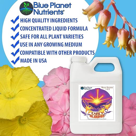 Early Bloomer Bloom Booster Quart (32 oz) Blue Planet Nutrients | Phosphorous & Potassium Supplement | for All Fruiting & Flowering Plants