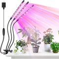 Led Grow Lights, 3 Heads Red Blue Plant Light with Clamp for Indoor Plants & Seed Starting, 10-Level Dimmable, Auto On Off, Timing 3 9 12Hrs