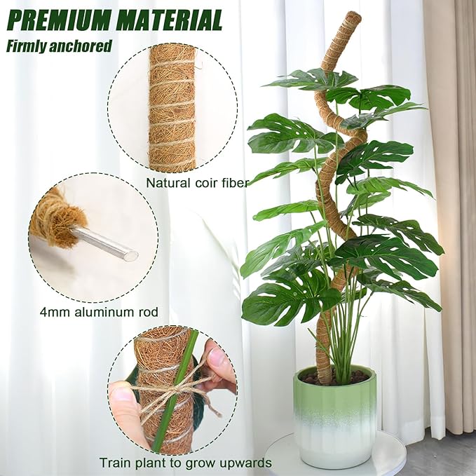 Moss Pole 31.5 Inch, 6 Pack Bendable Moss Pole for Plants Monstera, Moss Poles for Climbing Plants Indoor, Coconut Fiber Plant Poles Support Sticks for Potted Plants (31.5inch × 6pcs)