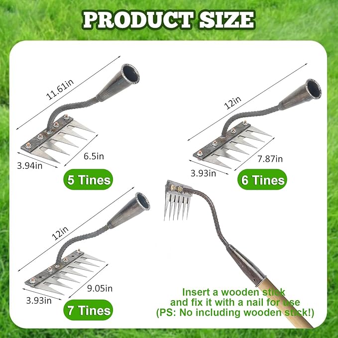Garden Weeding Rake Handle Stick, Wooden Weeder Puller Handle for Weeding, Yard, Farm... (Handle Stick)
