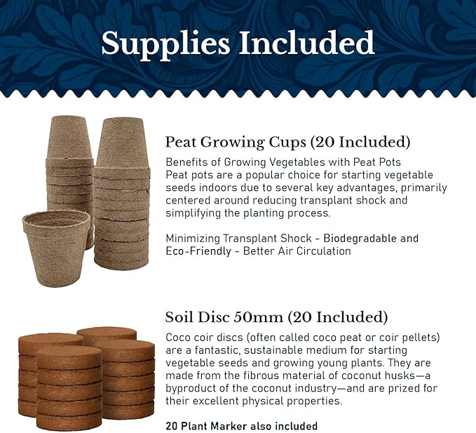 20 Vegetable Seeds Variety Pack - Complete Grow Kit Heirloom Vegetables Indoor Outdoors Vegetable Seeds, Tomatos, Broccoli, Carrots, Lettuce & More - DIY Starter Kit (Seeds Only)