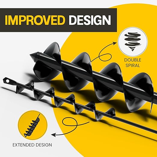 Sproot Garden Auger Drill Bit for Planting 2 Pack 1.6x16 & 3.5x16 Inch - Umbrellas and Fences Auger Post Hole Digger for Gardening and Spiral Bulb Planter Tool – 3/8 Inch Hex Drive Compatible