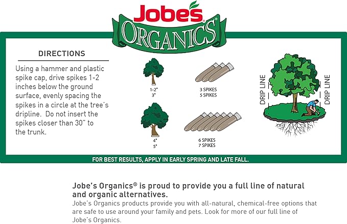 Jobe’s Organics Slow Release Evergreen Fertilizer Spikes, Easy Plant Care for Cypress, Arborvitae, Pine, Cedar, Boxwood, and Many More Acid Loving Trees and Shrubs, 8 Count
